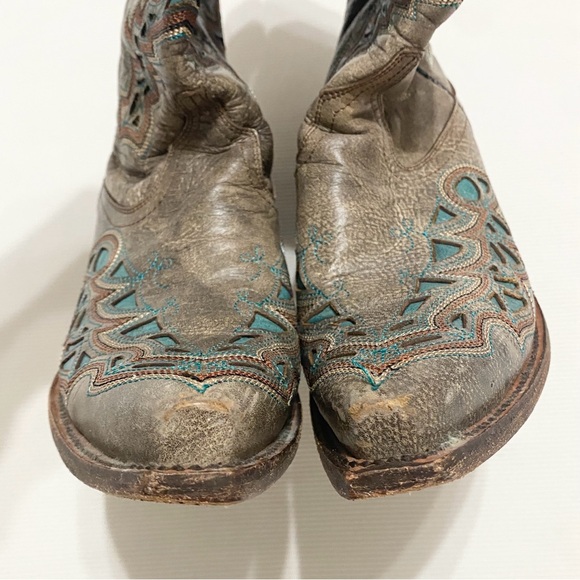 Lucchese Desert Plato Turquoise Inlay Leather Cowboy Cowgirl Western Boots - Picture 3 of 11